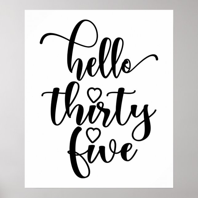 Poster 35e anniversaire femmes Bonjour 35 mignonne 35 ans (Devant)