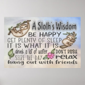 Poster 36x24 de la Sagesse d'un paresseux