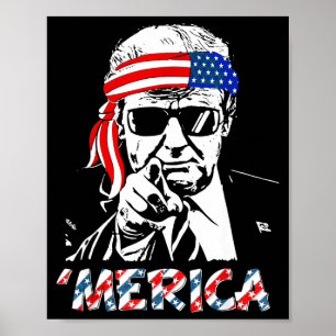 Poster 'merica Trump Joyeux 4 juillet Trump Américain