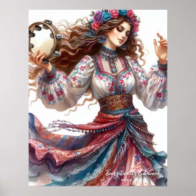 Poster *~* 3 A100 Psychique Boho Gypsy Tambourine Danseus (Devant)