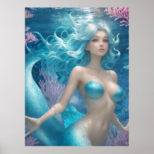 Poster *~* 3-L_AP60 Déesse de l'eau Imaginaire Sirène de 