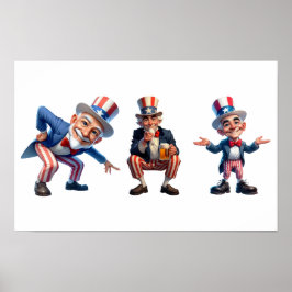 Poster 3 personnes âgées habillées en oncle Sam