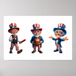 Poster 3 personnes âgées habillées en oncle Sam