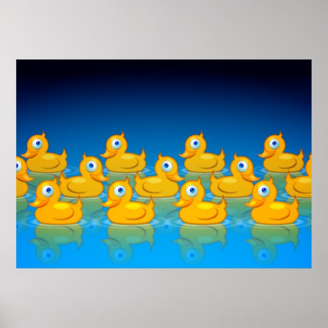 Poster 3 rangées de canards en caoutchouc (Devant)