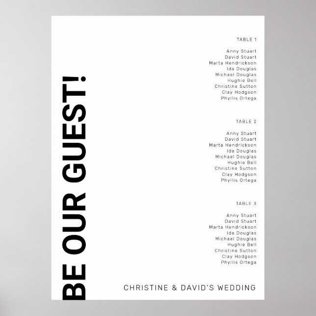 Poster 3 table Simple blanc Mariage (Devant)