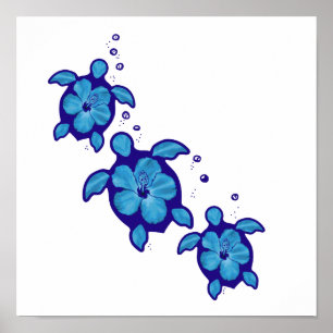 Poster 3 tortues bleues de Honu