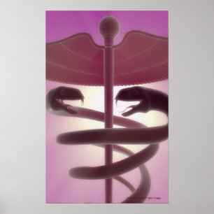 Poster 3d a rendu le caducée médical