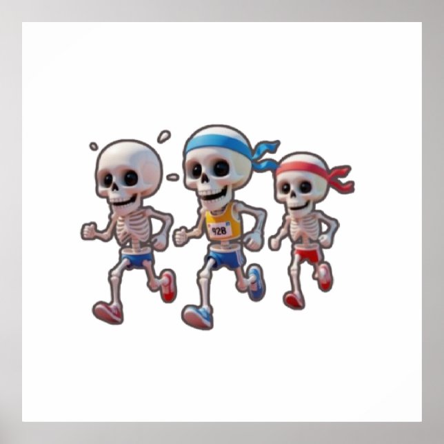 Poster “3D Cartoon Skeleton Race • Funny Running Skeleton (Devant)