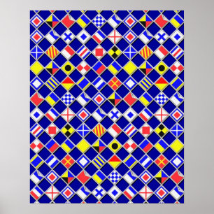 Poster 3D Effect Checkered Nautical Flag tiles Decor