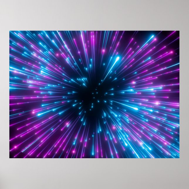 Poster 3d, feux d'artifice violet, big bang, galaxie, abs (Devant)