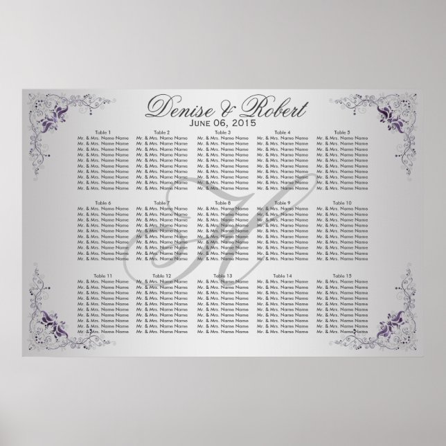 Poster #3Diagramme ornate de fleurs d'argent violet (Devant)