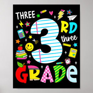 Poster 3e année rétro coloré retour à l'école