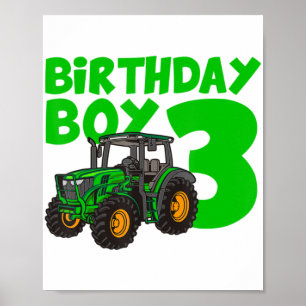 Poster 3e anniversaire Boy Tractor Ferme 3 an Anniversair