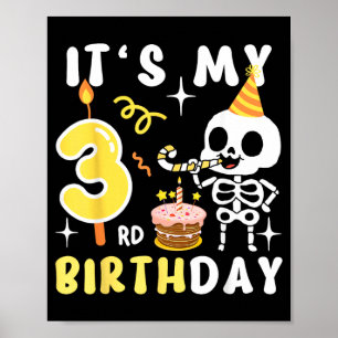 Poster 3e anniversaire Enfants squelette Halloween drôle