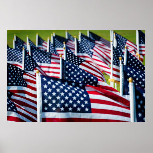 Poster 400 drapeaux brandissant fièrement dans un champ