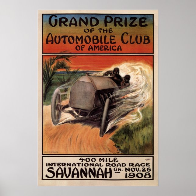Poster 400 Mile International Road Race Savannah GA 1908 (Devant)