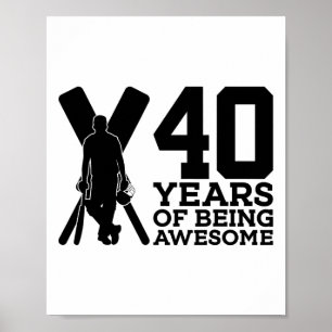 Poster 40 Ans d'être Incroyable Cricket 40e Anniversaire 