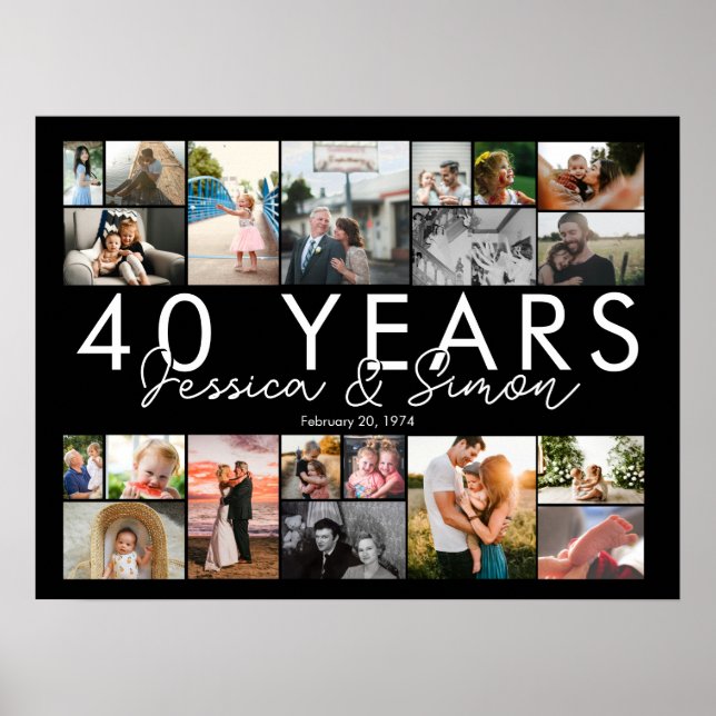 Poster 40 ans mariage anniversaire photo collage modifiab (Devant)