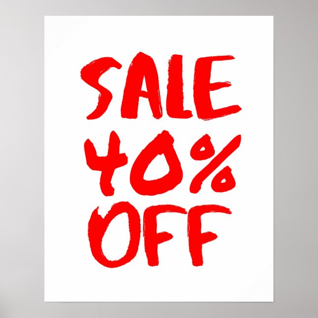 Poster 40% de réduction sur la vente, Signal de magasin r (Devant)