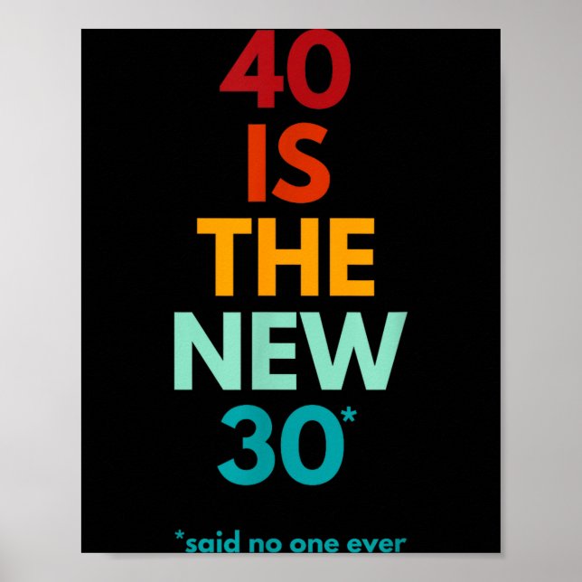 Poster 40 Is The New 30 Said Ever, Funny 40th Birthday  (Devant)