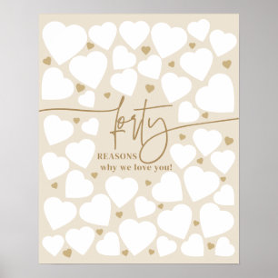 Poster 40 Raisons Nous Vous Aimons Coeurs Cadeau Annivers