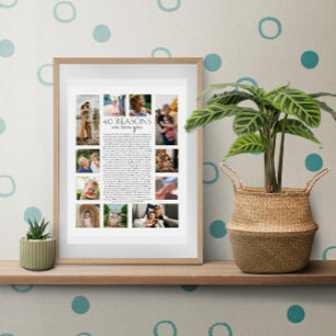 Poster 40 raisons pour lesquelles nous t'aimons collage d
