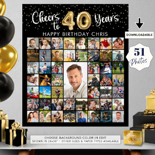 Poster 40e anniversaire 51 Photo Collage encourage à 40 a
