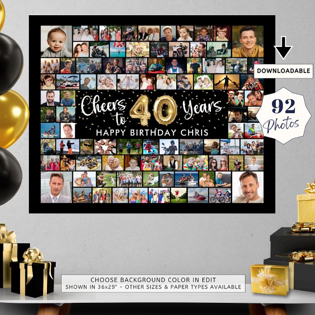 Poster 40e anniversaire 92 Photos Black Gold Cheers To Ye (Créateur téléchargé)