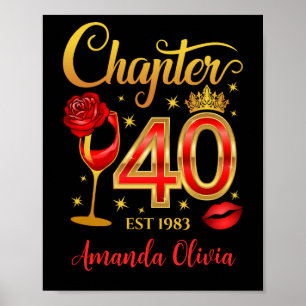 Poster 40th Birthday, chapter 40 lady’s, women’s 