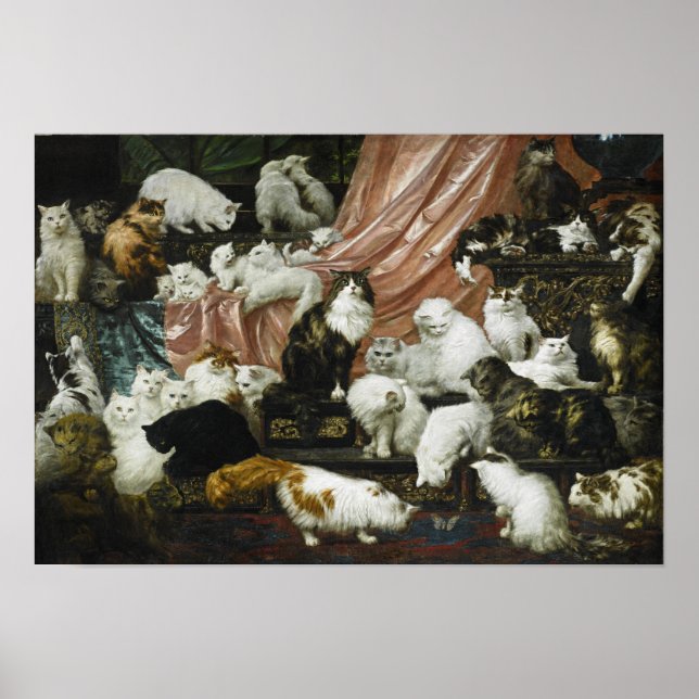 Poster 42 Chats et chatons dans une peinture Art Vintage (Devant)