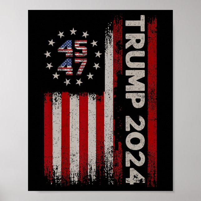 Poster 45 47 Donald Trump 2024 Élection du drapeau améric (Devant)