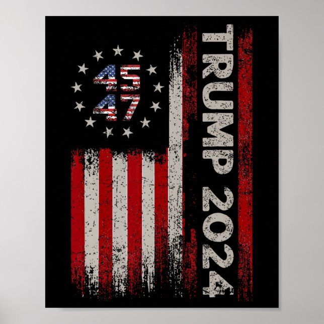 Poster 45 47 Trump 2024 Drapeau américain 1 (Devant)