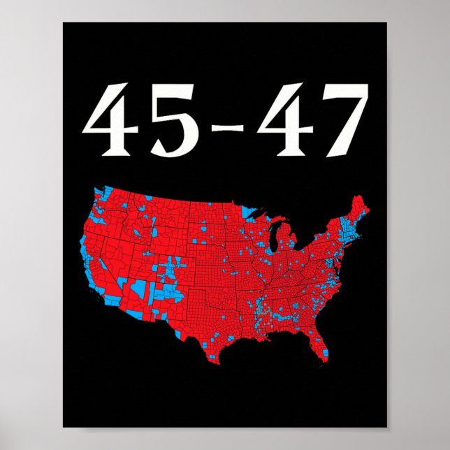 Poster 45 47 Trump Election Map 2024 (Devant)