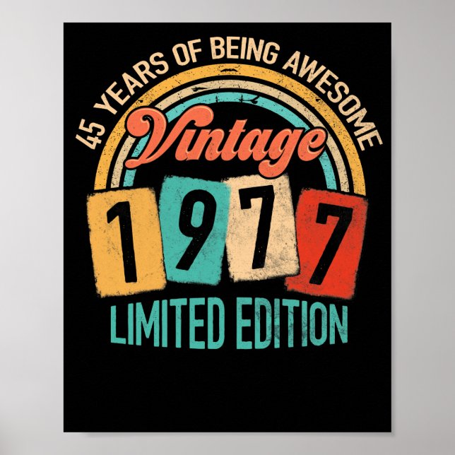 Poster 45 Ans D'Être génial En 1977 45e Anniversaire (Devant)