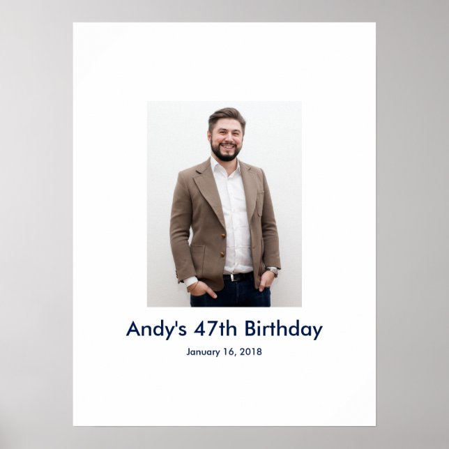 Poster 47e anniversaire photo personnalisée Connexion Bur (Devant)