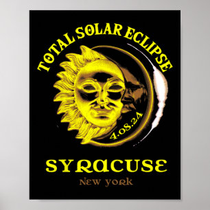 Poster 4.08.24 Éclipse solaire totale 2024 Syracuse York