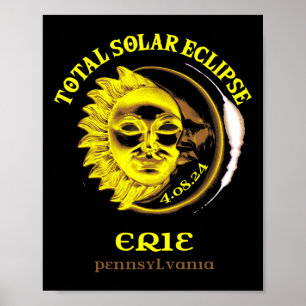 Poster 4.08.24 Total Solaire Eclipse 2024 Erie Pennsylvan