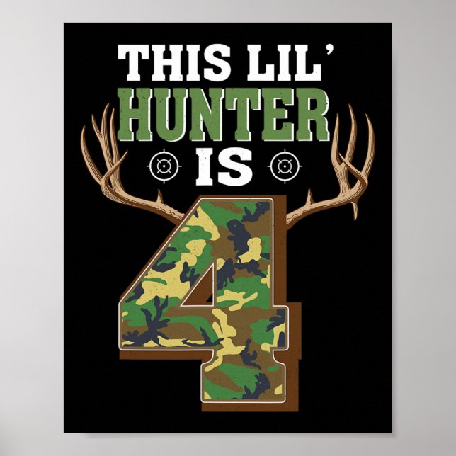 Poster 4 Anniversaire Chasse Cerf 4 Anniversaire Chasseur (Devant)