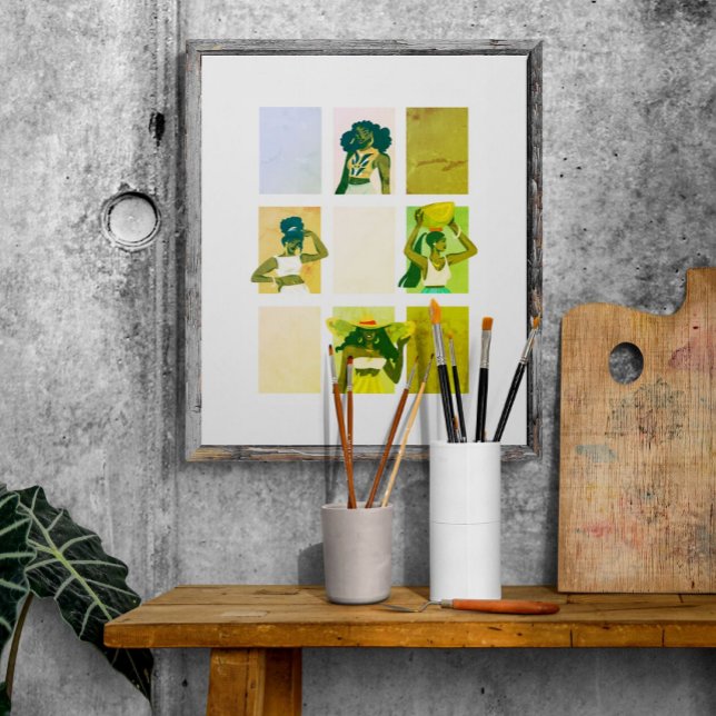 Poster 4 Belles Black Ladies Style de grunge artistique (Créateur téléchargé)