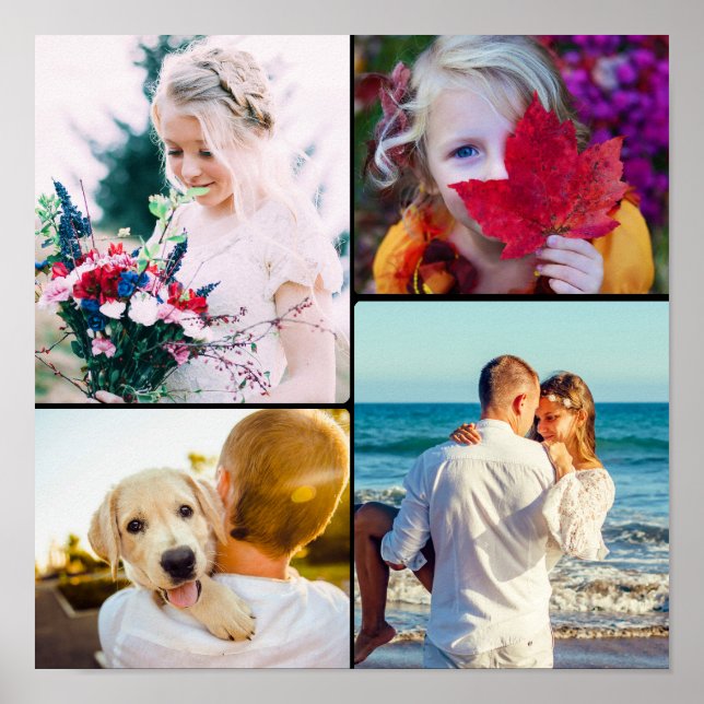 Poster 4 Foto Rounded Black Template (Vorne)
