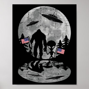 Poster 4 juillet Alien de Bigfoot Ufo Funny Patriotic Fem
