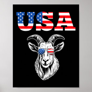 Poster 4 juillet Américain Drapeau Chèvre Lover Usa Patri