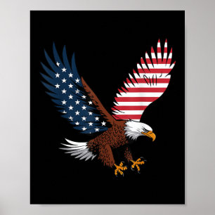 Poster 4 juillet Bald Eagle États-Unis Drapeau américain