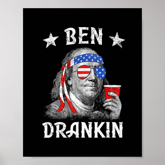 Poster 4 juillet Ben Drankin Patriotique Funny Benjamin (Devant)