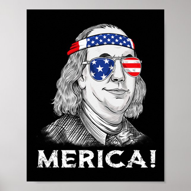 Poster 4 juillet Ben Franklin Merica USA Garçons Filles E (Devant)