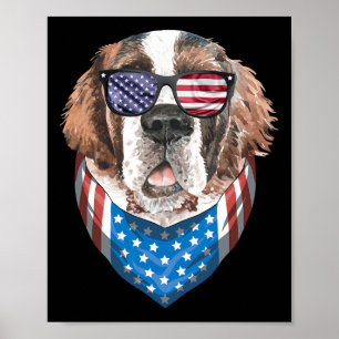 Poster 4 juillet Bernard American Flag 4 juillet St B