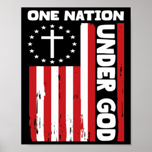 Poster 4 juillet Drapeau chrétien patriotique Une nation