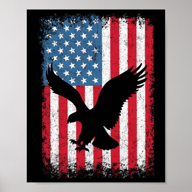 Poster 4 juillet Drapeau d'aigle américain - Fête de l'In (Devant)