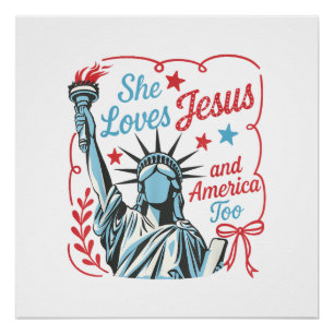 Poster 4 juillet Elle aime Jésus et l'Amérique aussi Chri