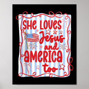 Poster 4 juillet elle aime Jésus et l'Amérique aussi Chri